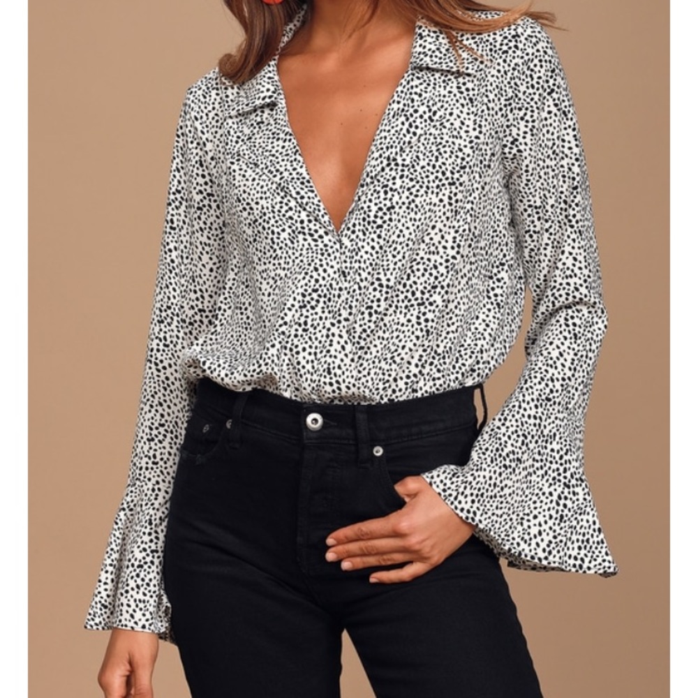 Lulus Always Lovely Print Longsleeve Bodysuit